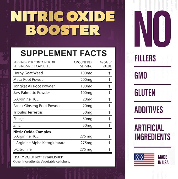 Warrior Protocol Nitric Oxide Booster for Men | Blood Flow, Pump & Performance Support – 90 Capsules