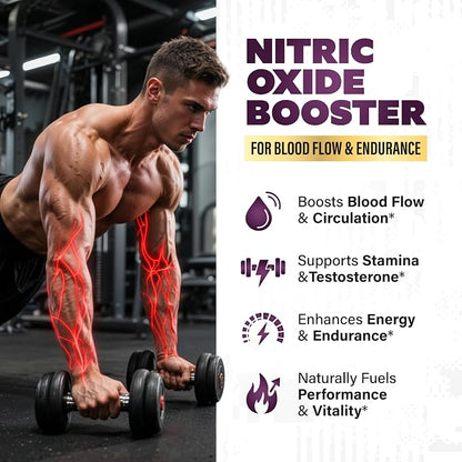 Warrior Protocol Nitric Oxide Booster for Men | Blood Flow, Pump & Performance Support – 90 Capsules