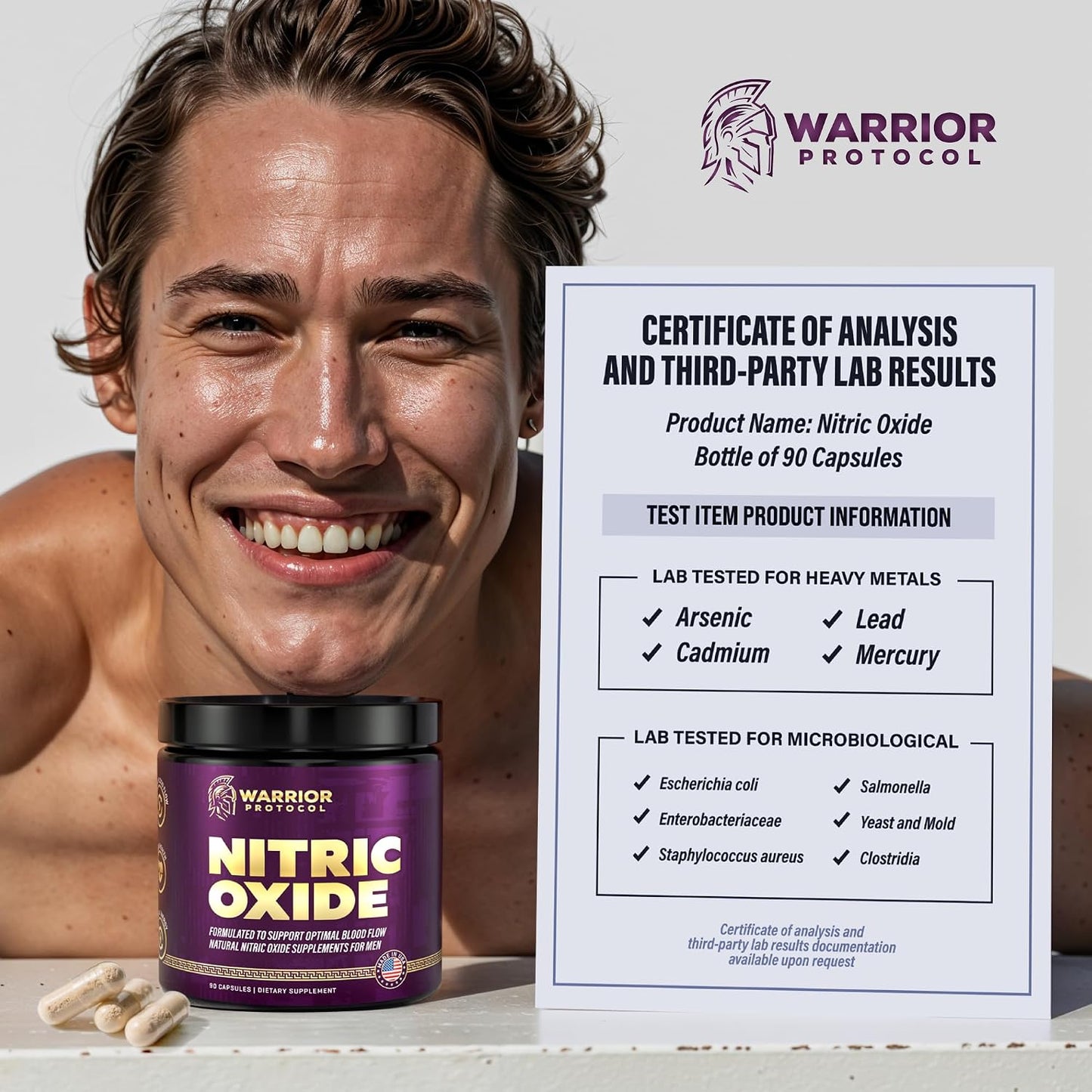 Warrior Protocol Nitric Oxide Booster for Men | Blood Flow, Pump & Performance Support – 90 Capsules