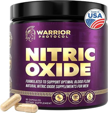 Warrior Protocol Nitric Oxide Booster for Men | Blood Flow, Pump & Performance Support – 90 Capsules